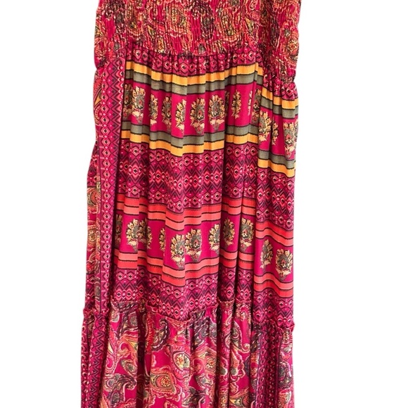 Me 2 Magic Anthropologie Pink Red Floral Stretch Maxi Dress Medium Divine Beauty - Picture 10 of 15